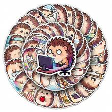 50pcs Cute Cartoon Hedgehog Stickers, Adorable Animal Series Stickers, Suitable For Laptop, Bumper, Skateboard, Water Bottle, Computer, Phone Case, School Decoration, Etc. Scratch-Resistant Decorative Stickers For Various Scenarios - Multicolor - View 2