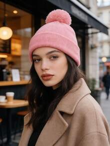 1pc Unisex Knitted Hat, Customizable Versatile Winter Beanie, Suitable For Autumn/Winter Daily Wear, Also Makes A Great Gift - Multicolor - View 3