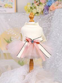 1pc Valentine's Day Pet Clothes, Dog Cat Apparel For Small Dogs Puppies Poodle Teddy, Casual Fashion Cute Romantic Dress, Wedding Tulle Skirt Series - Multicolor - View 6