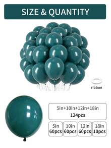 124/60/10件套石板蓝气球,多种尺寸(18英寸、12英寸、10英寸、5英寸),灰蓝色、绿色,波西米亚风,海军绿气球拱门套装,适用于生日、性别揭晓派对、波西米亚婚礼、洗礼、毕业典礼、父亲节、迎婴派对、美人鱼和鲸鱼主题派对装饰 - 復古海藍 - 查看 3