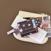 1pc Ins Korean Style Pink & Blue Leather Flip Cover Quilted Star Design Earphone Protective Case Compatible With Apple 4/Pro 3, New Version - Multicolor - View 5