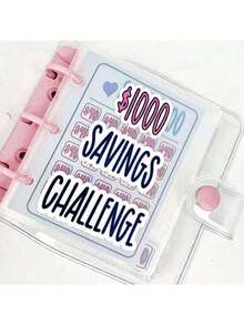 储蓄活页夹，挑战储蓄活页夹信封（1000美元），可重复使用的预算本，带现金信封，磨砂封面，现金储蓄挑战笔记本活页夹，旅行收纳包，化妆包，度假收纳包，用于定制目标和奖励理财策略的收纳包，现金信封钱包和计划系统，适用于家庭、礼品、度假和节日（万圣节、圣诞节）等多种场合。 - 彩色 - 查看 4