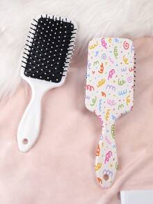 1pc Y2K Aesthetic Series Air Cushion Comb, Featuring Unique Y2K Style Elements Such As Cherry, Butterfly, Heart, Lip Print, Bow, Flower, Candy Patterns, Designed Delicately, Straight Hair Brush, Made Of PC+TPU Material. - Multicolor - View 17