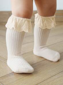 2 Pairs Lace Trim Ankle Socks, White Socks, Student Socks, Versatile Socks, School Socks, Princess Socks, All Season Socks, Striped Socks - White - View 2