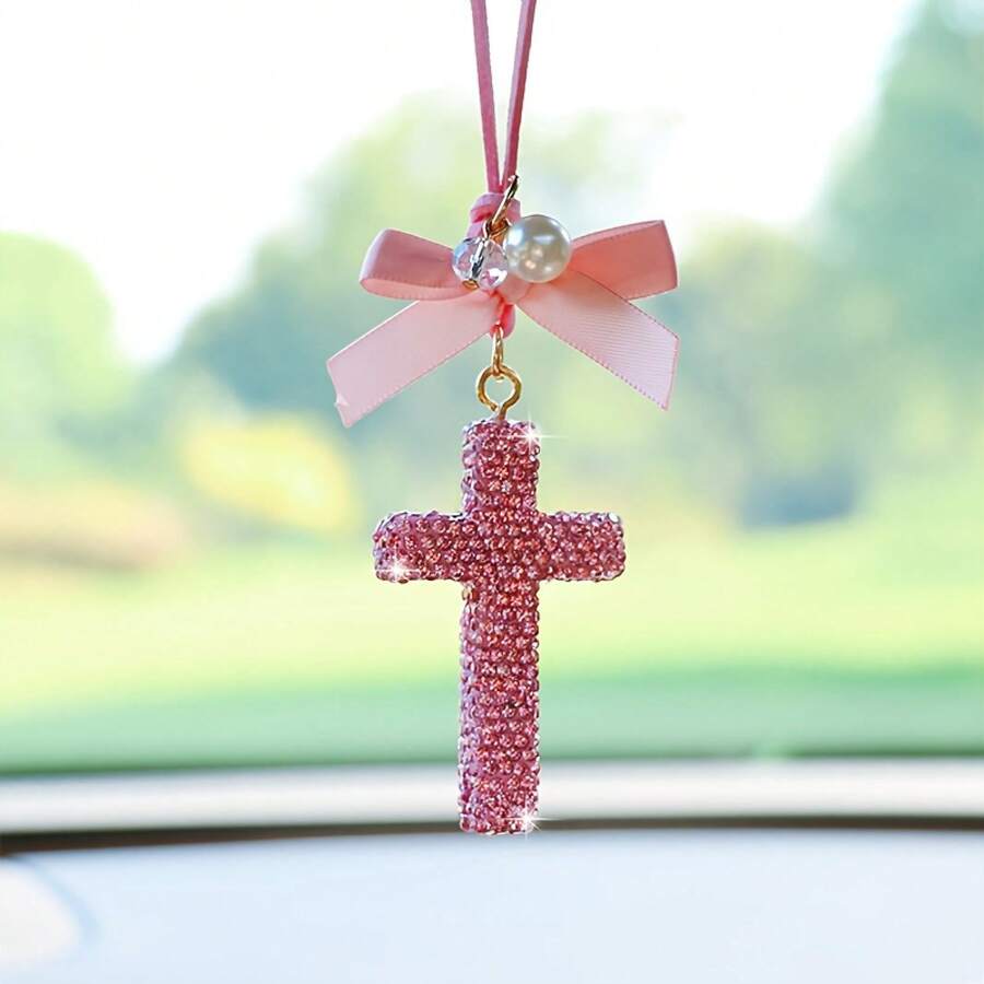 Fashion Car Interior Car Hanging Ornament Exquisite Inlaid Car Rearview Mirror Accessory Hanging Decoration - Trắng - Xem 1