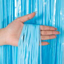 1pc 1*2m Black Party Decoration Rain Silk Curtain With Tassel And Flower Background For Birthday Party Supplies And Decorations, Back To School Valentine Day - 馬卡龍黑色 - 查看 6