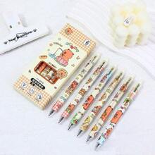 水豚可擦凝胶笔套装，蓝/黑墨水，0.5毫米细笔尖，精致可爱的图案设计，书写流畅，办公学习必备文具，大容量多层笔袋，返校必备办公用品，情人节礼物