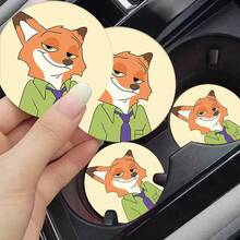 2个/4个迪士尼杯垫，尼克和朱迪杯垫，史迪奇汽车杯垫，疯狂动物城杯垫，创意防滑收纳杯垫，可爱保温杯垫，卡通防滑杯垫，通用汽车杯垫 - 彩色 - 查看 3