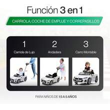 JCH-Carros Montables para Niños para BMW Z4 Push Car - Coche de Empuje con Música y Claxón - Barra de Empuje Ajustable - Coche Montable Niños Función 3 En 1 Carriola Camina o Monta - Blanco - como en la foto - Ver 9