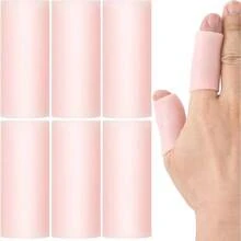 6pcs Gel Finger Sleeves, Elastic Tube Silicone Finger Support Sleeve, Soft Hand Cushions Protector Reliefing Hands Cracking - Purple - Skin Color - View 3