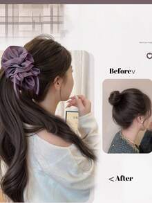 Purple Hair Ring Claw Clip Synthetic Wigs Autumn Winter Style Layered Curly Ponytail Low Tie Natural Ponytail Suitable For Women's Daily Wear And Gatherings Hair Clip Hair Bow Hair Accessories Women Hair Claws - Multicolor - View 6