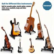 Adjustable, Foldable Universal Guitar Stand - Convenient For Transport, Easy To Install, A-Frame Design With Non-Slip Feet, Ideal Floor Stand For Acoustic Guitar, Electric Guitar, Violin, Bass, Ukulele And Other Instruments, Guitar Accessory, Essential For Musicians, Professional Guitarists, Guitarists, Small Tools, Guitar-Related, Guitar Supplies, Guitar Accessories, Music Accessories, Music Gifts - 黑色 - 查看 2