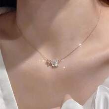 Cherry Blossom Necklace Women Fairy Peach Blossom Collarbone Chain High-Value Neck Chain Accessory Girls Jewelry - 玫瑰金 - 查看 7