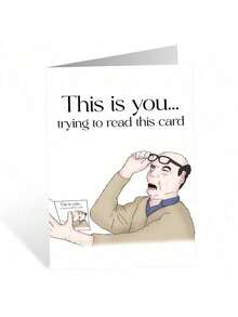 1 Pc Interactive Humor Card With This Is You Trying To Read This Card Playful Quote Self Referential Greeting Card For Friends Family Colleagues Perfect For Birthday Card Gift Card Greeting Card Thank You Card Christmas Card Inside Joke Celebration - 紅色 - 查看 3