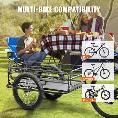 Bike Cargo Trailer Bicycle Carrier Storage Cart 275 Lbs Load Carbon Steel