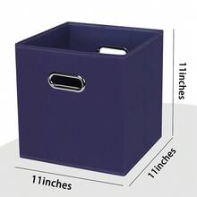 Black Foldable Storage Cubes Bins , Fabric Storage Box Cubes Organizer Baskets With Dual Handles For Home Organizer (Navy Blue) - NavyBlue - View 3