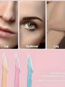 Precision Eyebrow & Face Razor For Men & Women - Stainless Steel Hair Trimmer With Safety Cover, Ergonomic Design For Eyebrow, Ear And Nose Hair Removal, Fragrance-Free, Facial Hair Grooming | Modern Grooming Tool | Razor, Eyebrow Trimmer, Great Gift For Valentine's Day, New Year, Etc. Color Randomly Sent - Multicolor - View 3