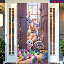 1 bucată, lățime cu mesajul "Paște fericit" și "Bun venit" - pânză pentru banner 2D, perdea de ușă, banner de perete și aranjamente pentru ferestre pentru camera porții și diverse scene din care puteți alege.