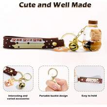 Kawaii Bear Boba Keychain - Cute Liquid Water Charm For Backpacks, Adorable Gift For Women Boy Girls - Mèo nâu - Xem 2