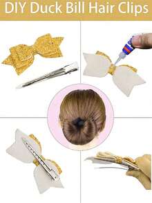 10/20/30/50pcs 3.35 Inch Duck Bill Shaped Metal Hair Clips With Comb Women Hair Accessories - Gold - View 5