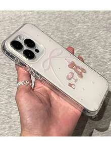New Fashion Bow Table Bear Soft Phone Case Compatible With IPhone 17 Pro Max 17 Pro 16 Pro Max 17 Air 14 Pro 13 12 Pro 15 Plus 11 13 Dreamy Chain Glossy Jelly Back Cover - White - View 4