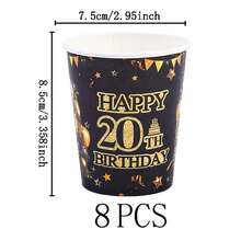 20岁生日派对一次性餐具套装，7/9英寸纸盘、纸杯，适用于节日、婚礼、订婚、生日、庆典、婚宴用品 - 彩色 - 查看 13