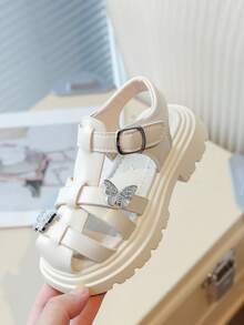 Girls Sandals 2026 New Summer Fashion Butterfly Princess Shoes Closed Toe Stylish Little Girl Beach Shoes - Beige - View 4