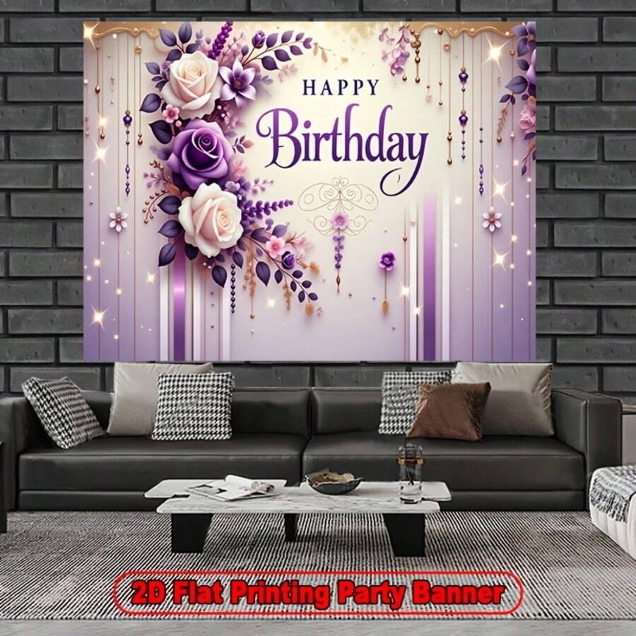 1pc 2D Floral Background Fabric Banner | Made Of Polyester, Suitable For Home Decor, Photography, Wedding, Birthday, Anniversary, Valentine's Day, New Year, Winter Wonderland Events, No Electricity Required - Multicolor - View 1