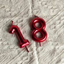 6cm High Red Numeral Birthday Candle, Suitable For Holiday Celebrations, Cake Baking Decor, Adult Ceremonies, Birthday Anniversaries And Other Festival Events - Red - View 4