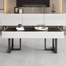 Modern, Minimalist Coffee Table And TV Furniture Combination, Storage Furniture Set In Black And White Stripes, Luxurious Living Room Furniture