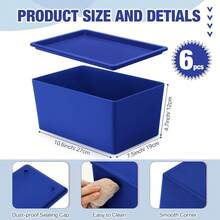 6 Pcs Storage Bins With Lids Small Plastic Storage Containers Stackable Storing Baskets Box Cute Organizer Bins For Organizing Shelves (Blue Series) - BlueSeries - View 3