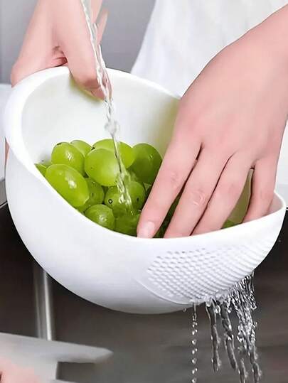 1 tô vo gạo đa năng, rổ lọc có lỗ thoát nước bên hông, tay cầm chống trượt, dụng cụ rửa gạo bằng nhựa PP dùng cho gạo, rau củ, trái cây, mì, dễ dàng thoát nước và vệ sinh, lý tưởng cho việc nấu nướng hàng ngày, làm bánh, chuẩn bị nguyên liệu, dụng cụ nhà bếp, đồ dùng cần thiết cho lễ Phục sinh, làm sạch trái cây mùa hè, dụng cụ nhà bếp không thể thiếu.