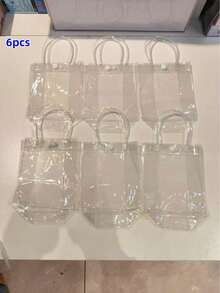 20pcs Transparent Plastic Gift Bags With Handles And Red Bow - Reusable Clear PVC Gift Packaging Bags For Weddings, Friends Gatherings, Birthday Parties - Clear - View 20