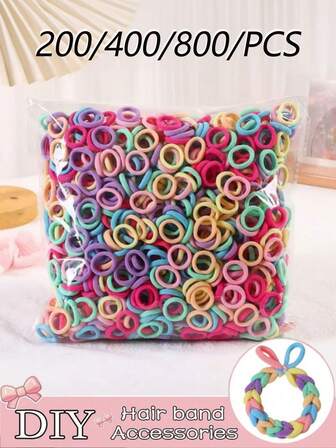 200/400/800/1000 st. färgglada elastiska hårsnoddar, mjuka och slitstarka polyesterblandningar i enfärgade moderiktiga minihårsnoddar, lämpliga för flickors håraccessoarer, presenter