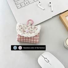 Sweet And Earphone Storage Bag Lace Earphone Suitable Wireless Earphone Protective Universal Lanyard Style - 粉色 - 查看 2