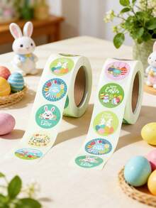 500张/卷 复活节兔子圆形贴纸标签,卡通复活节春季兔子图案标签贴纸,适用于笔记本电脑、水瓶、行李箱、电脑、手机等,复活节礼物装饰,复活节自粘贴纸,适用于DIY礼物、烘焙包装,复活节快乐活动派对包装贴纸,信封贴纸标签,包装封口贴,复活节装饰,礼物包装用品,复活节礼物,派对小礼品 - 復活節卡通 - 查看 4