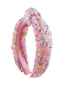 1条彩色亮片发箍，简约亮片打结发箍，适合日常、节日、通勤、派对、装饰、女性、情人节等场合。