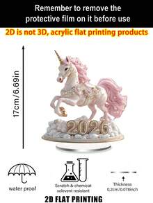 1pc Pink Pony 2026 Desktop Decor, With Pink, Gold, White Elegant Pony "2026" Design Pattern, Suitable For Room, Home, Office Desk Multi-Purpose, Best New Year Gift For Grandchildren, Gift For Horse Riding Enthusiasts - Colorful - View 3