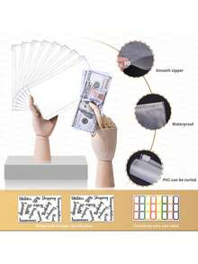 1个A6 PU皮革大理石纹笔记本活页夹预算计划本现金收纳本，带拉链信封口袋和贴纸 - 彩色 - 查看 7