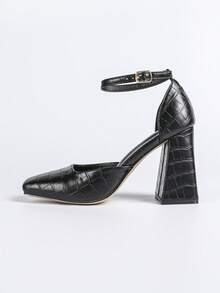 Women's Casual Flat Hollow-Out Fashion High Heel Pumps - Black - View 7