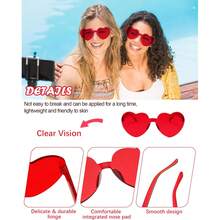 1/6/12/20 副心形无框派对眼镜，男女皆宜的装饰性心形眼镜，派对礼品 - 紅色 - 查看 4