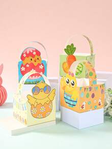 6pcs Cute Rabbit Easter Eggs DIY Packaging Boxes, Party Gifts Handbag, Easter Basket, Birthday Party Gift Bag, Handmade Tote Bag, Party Favors, Birthday Decor, Home Decor, Tabletop Decor, Spring Theme Party Decor, Happy Easter Decor, Easter Party Supplies, Egg Hunt Party Supplies - Multicolor - View 7