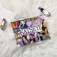 KPOP KATSEYE Makeup Bag - K-Pop Inspired Storage Bag With K-Pop Idol Photos, Women's Compact Travel Bag, Makeup, Travel, Daily Carrying, Makeup Bag, Kpop Theme Accessories, Durable Zipper Closure, Beauty Enthusiasts - 多色的 - 查看 1