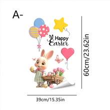 1/3pcsHappy Easter Bunny Window Stickers, Removable Electrostatic Glass Decals For Spring Home Kitchen Bedroom Decor - Multicolor - View 11