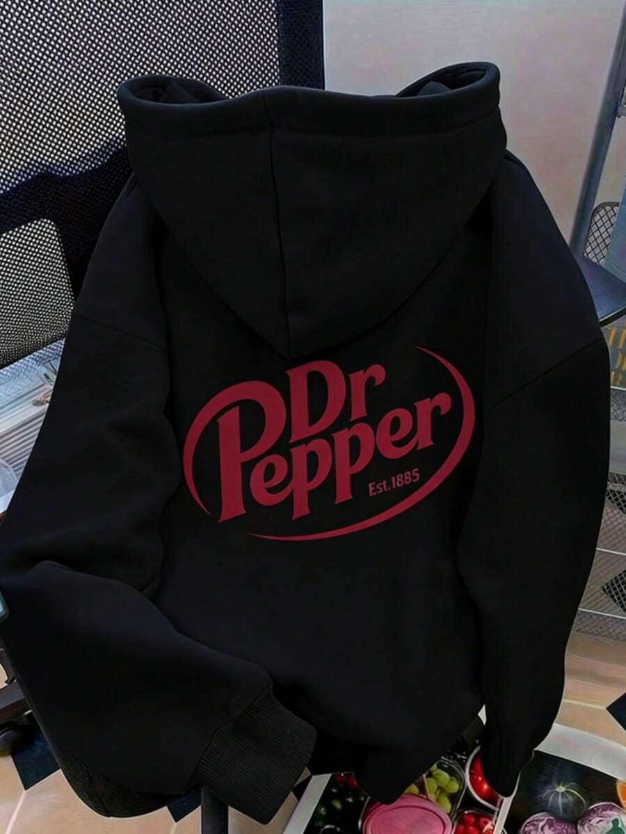 Letter Graphic Cute Women's Oversized Hoodie In Light Grey, Y2K Style Fall/Winter Clothes For Women  Women Winter Clotheshoodie,Christmas Outfit WomenchristmasWomen's Oversized Hoodie - 黑色 - 查看 1