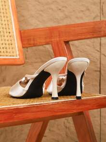 Plus Size Women's Sexy Stiletto Heel Slip-On Sandals, Casual Dressy Versatile Fashion Slippers, Elegant Party Stiletto High Heel Sandals For Women - Apricot - View 8