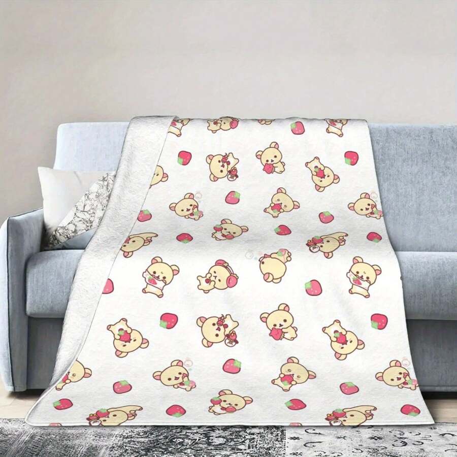 Rilakkuma Korilakkuma Cute Bear Flannel Blankets Kiiroitori Cartoon Funny Throw Blanket For Home 125100cm Lightweight - 款式5 - 查看 1