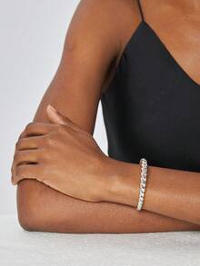 Charm-In Women's Gold-Plated Braided Texture Open Bangle, Fashion Jewelry For Daily Outfit, Party Accessories, Great Gift For Girlfriend, Best Friend, Holiday - Silver - View 4