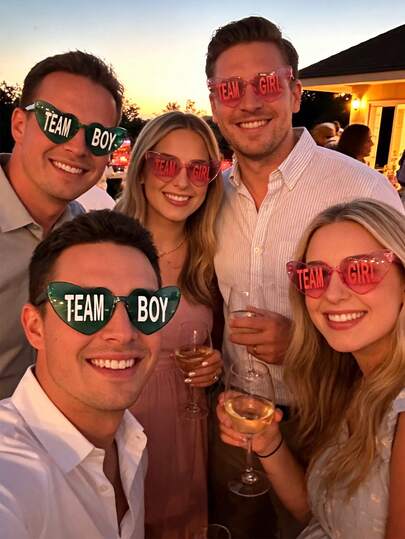 Bộ 12/8/2 kính tiết lộ giới tính em bé, kính không gọng thời trang cho tiệc tiết lộ giới tính bé trai/bé gái, trang trí theo chủ đề đội bé trai/đội bé gái, đồ trang trí tiệc tiết lộ giới tính, quà tặng tiệc tiết lộ giới tính.