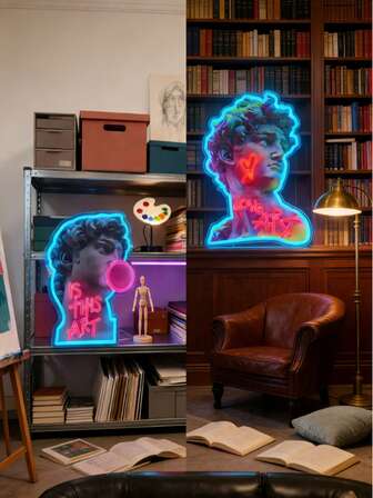 1Pc Art Style LED Neon Night Light Acrylic Wall Decor USB Powered With Dimmable Switch For Bedroom Party Gif